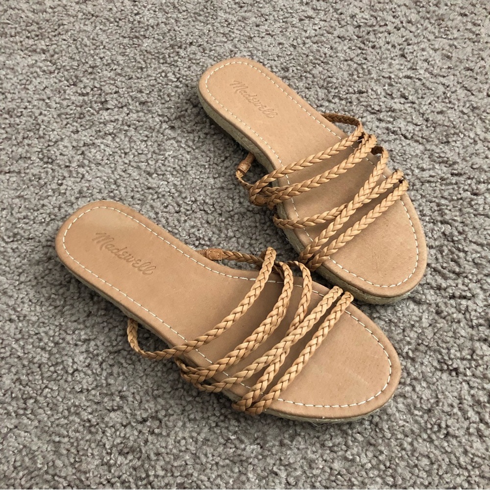 Madewell The Kathryn Espadrille Braided Leather Slide Sandals Womens 7